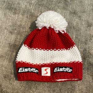 Eisbär Australian ski beanie hat. Red and white stripes. Worn once! Like new!